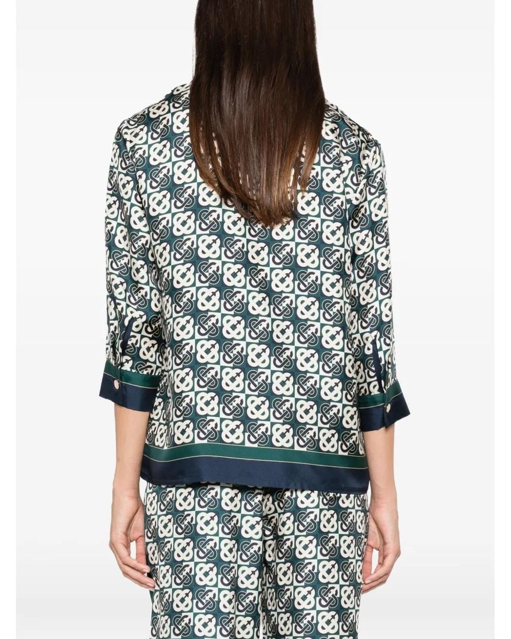Casablanca Blue Monogram-Print Shirt Pajama