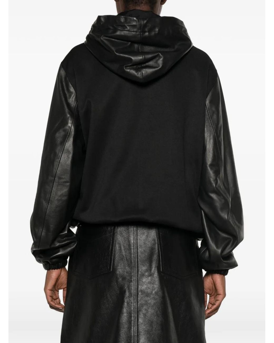 Wales Bonner Black Vista Diagonal-Stripe Leather Jacket