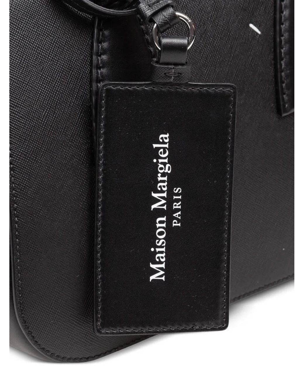 Maison Margiela Black Four Stitch Leather Tote Bag