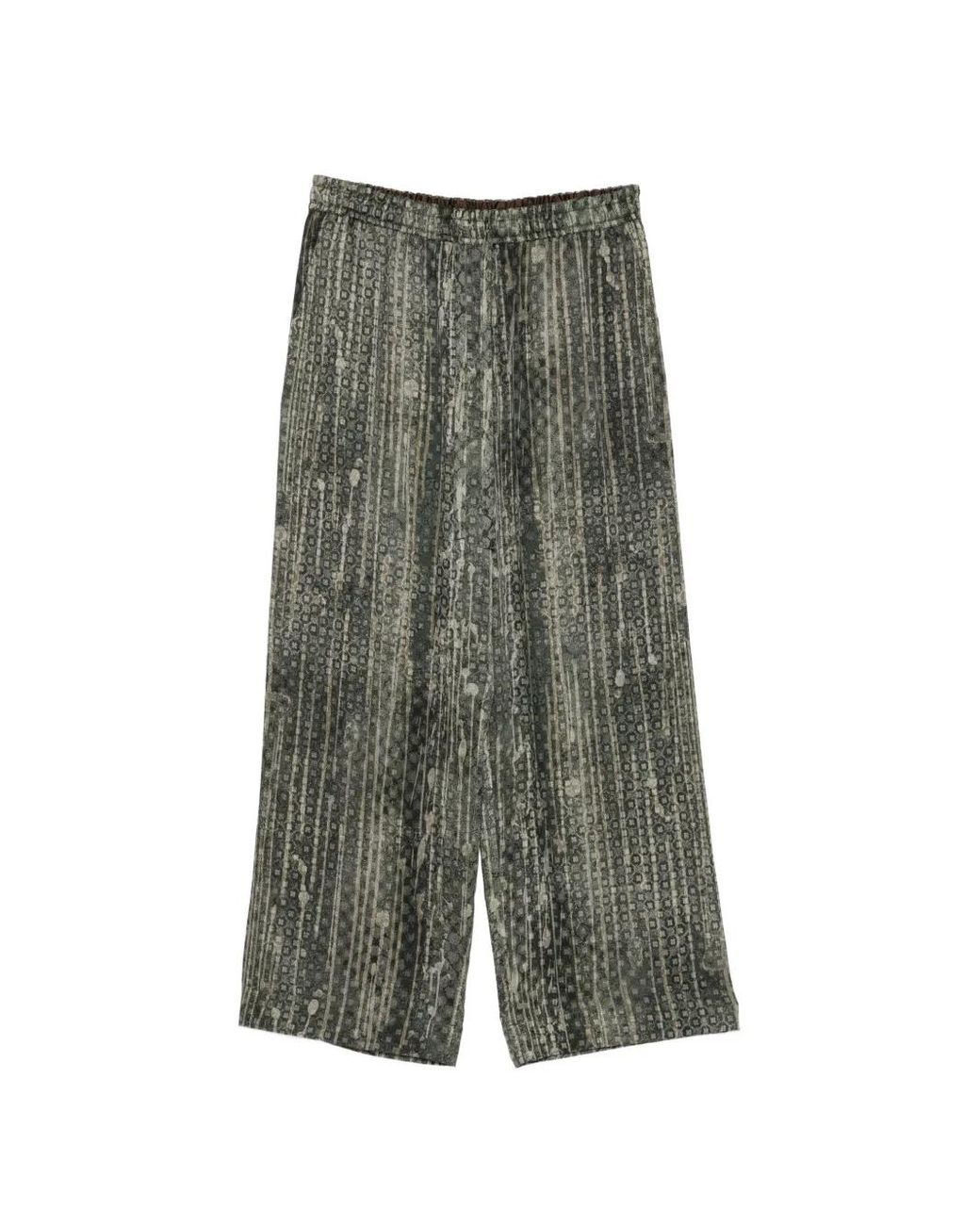 Ziggy Chen Green Abstract-Print Drawstring Trousers