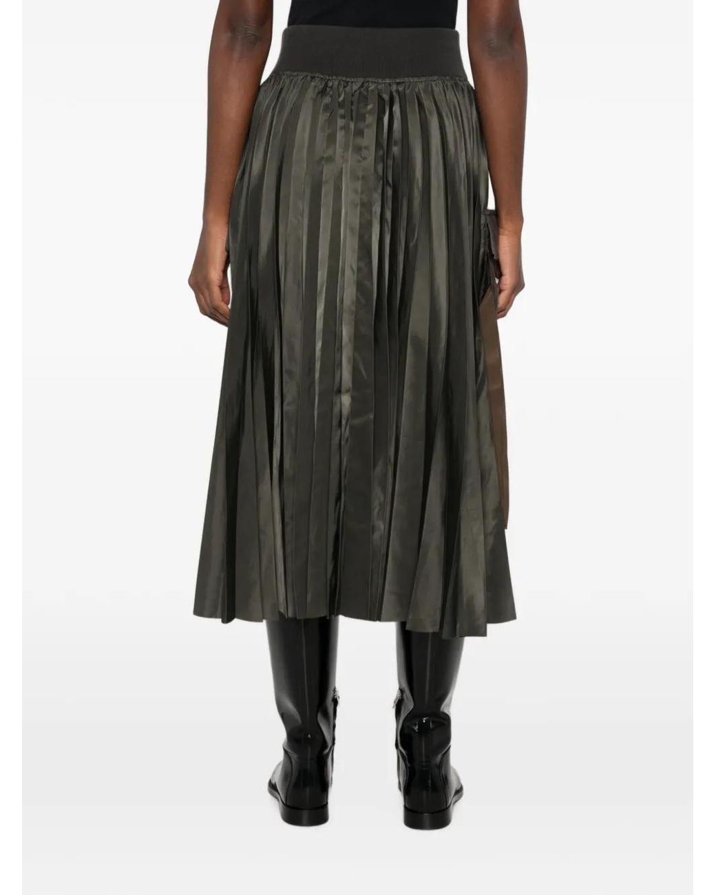 Sacai Gray Pleated Midi Utility Skirt
