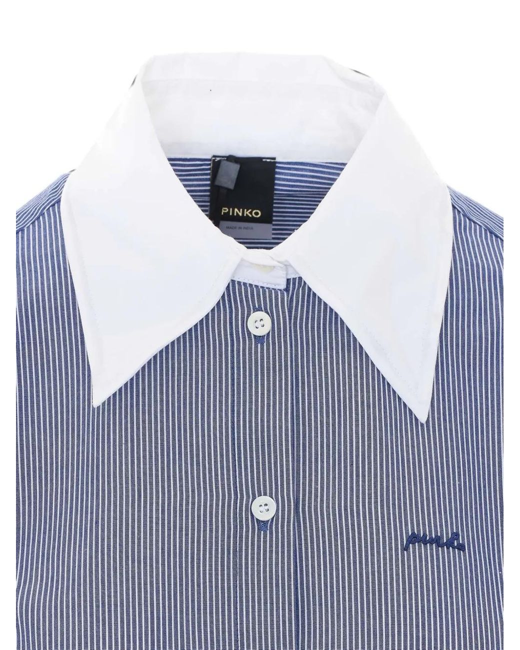 Pinko Blue Striped Embroidered-Logo Shirt