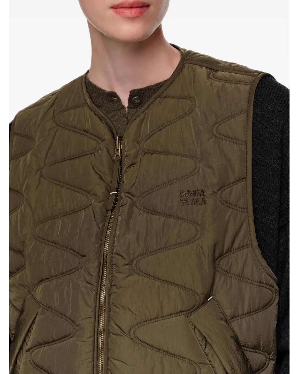 Bimba Y Lola Green Khaki Reversible Padded Vest
