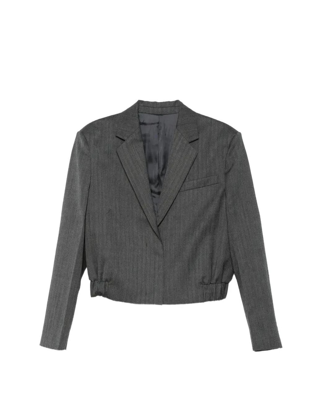 Juun.J Gray Herringbone-Pattern Cropped Jacket