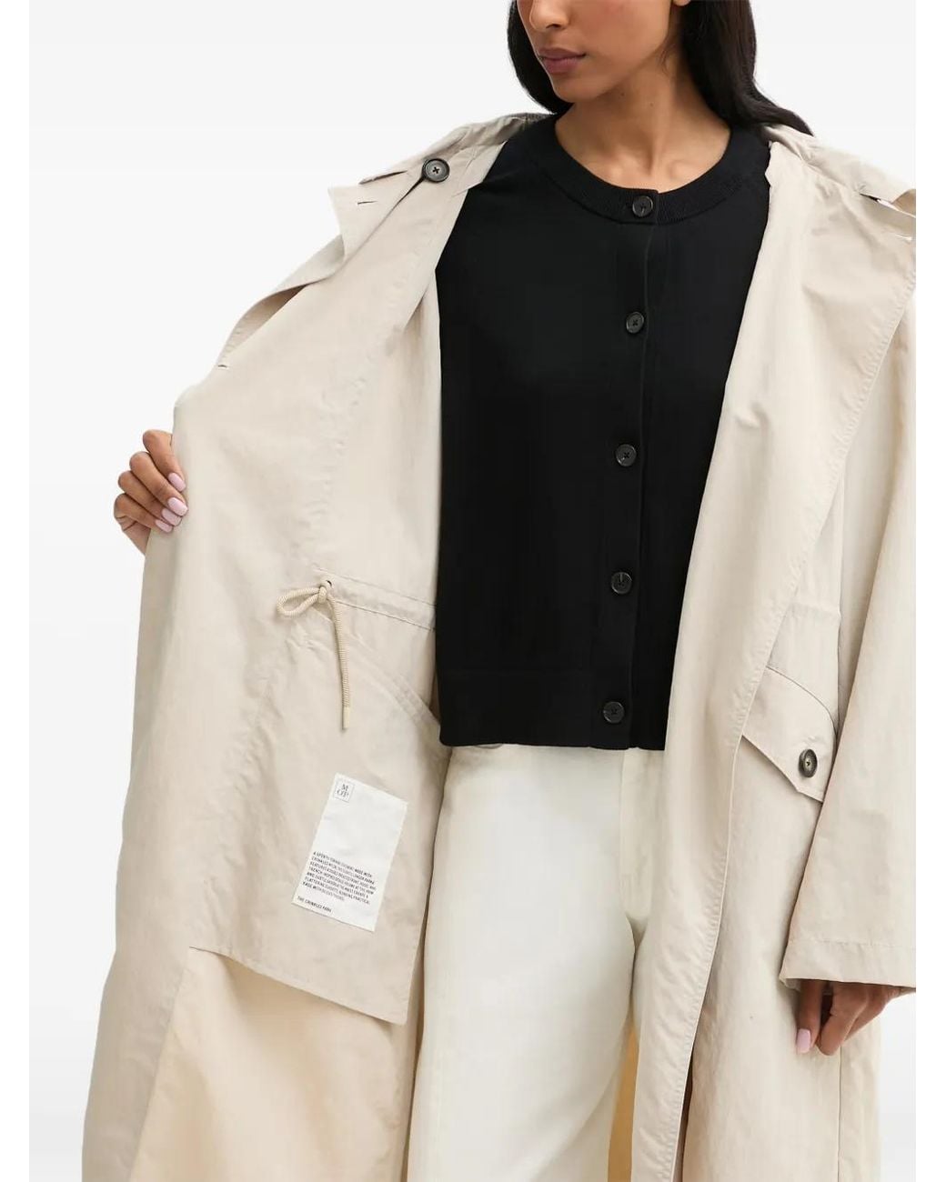 Marc O' Polo White Double-Breasted Hooded Coat