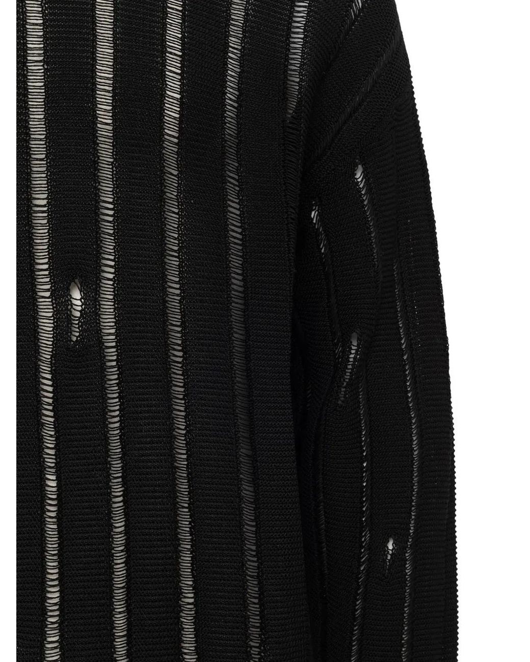 Laneus Black Ripped Striped Jumper for men