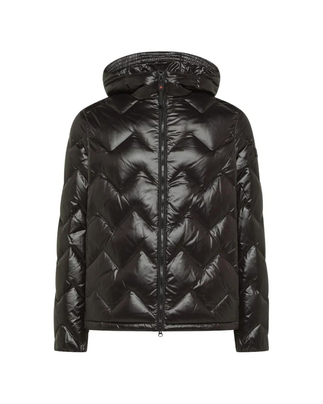 Peuterey Black Chevron-Quilted Hooded Coat for men
