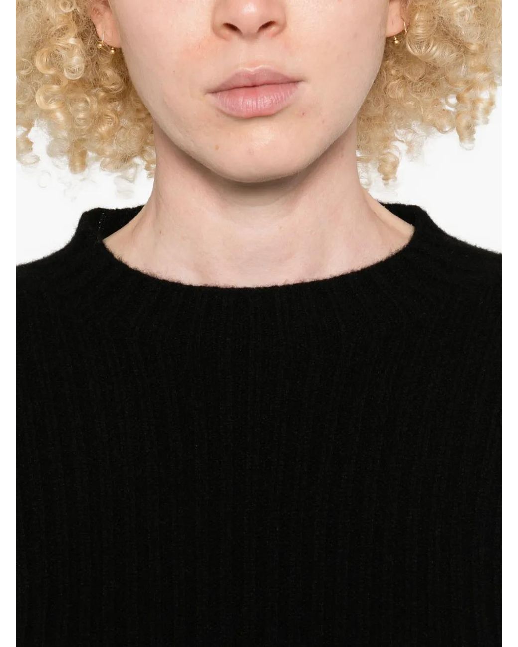 Uma Wang Black Ribbed Frayed-Edge Jumper