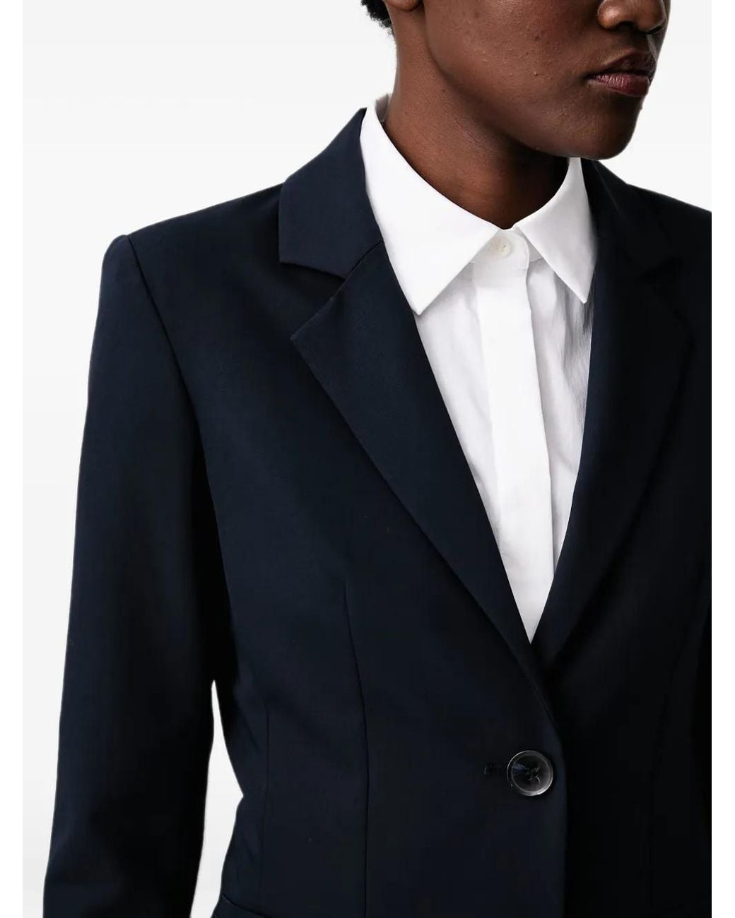 Sisley Blue Notched-Lapels Single-Breasted Blazer