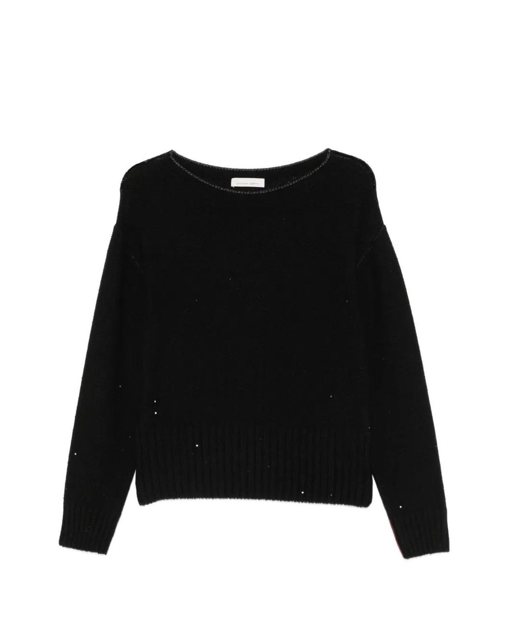 Liviana Conti Black Sequin-Embellished Boat-Neck Sweater