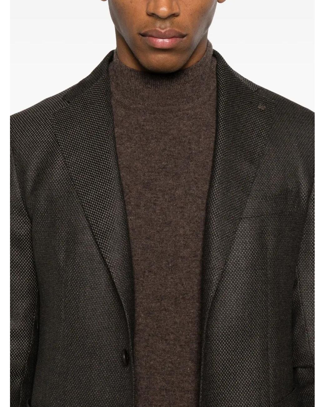 Tagliatore Black Buttoned Patch Pocket Jacket for men