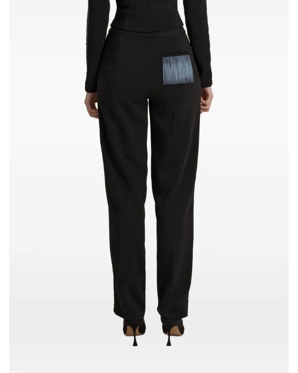 Contessa Mills Black Medusa Fringe-Detail Trousers