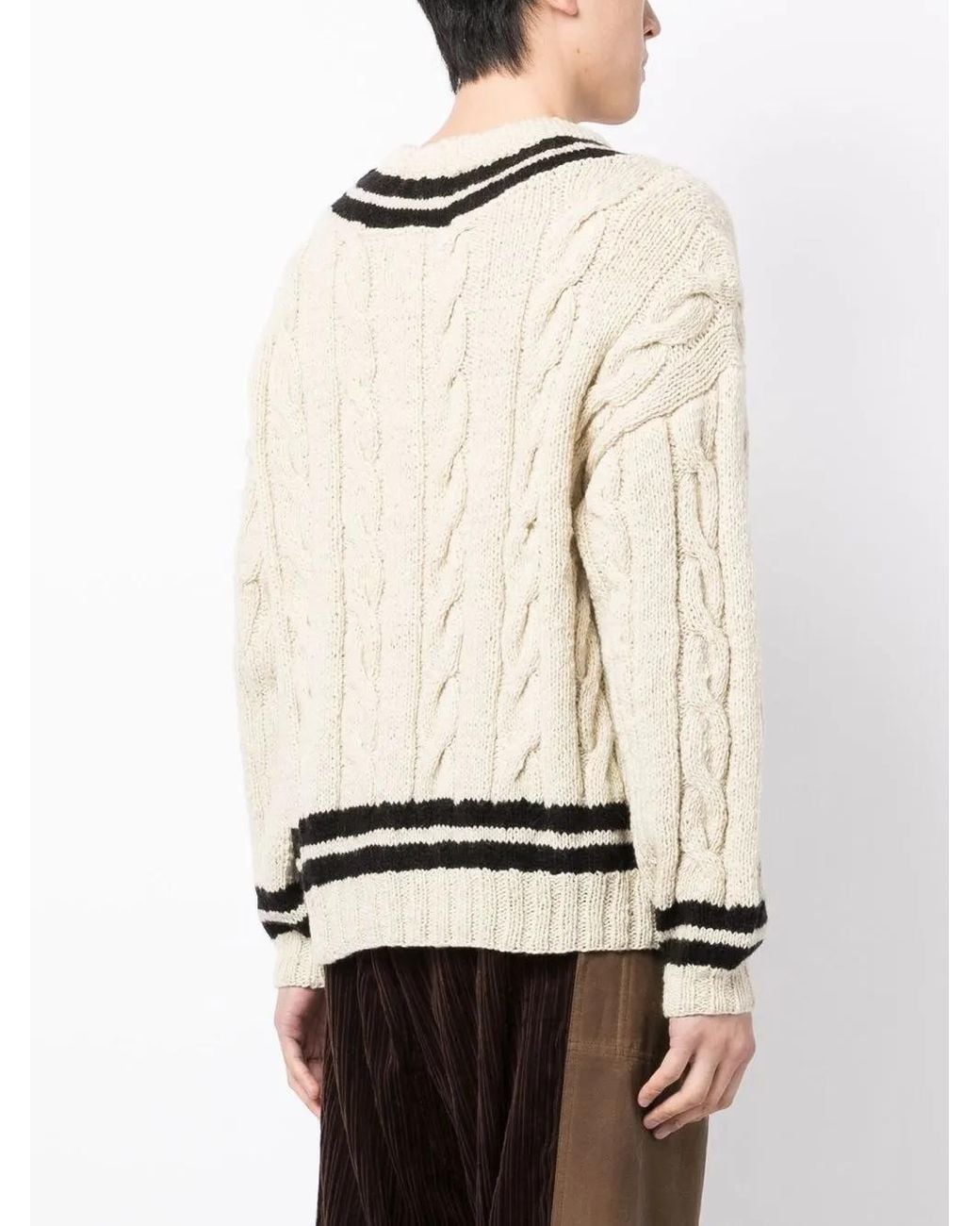 Pull En Maille Torsadée À Col V Visvim pour homme en coloris Natural