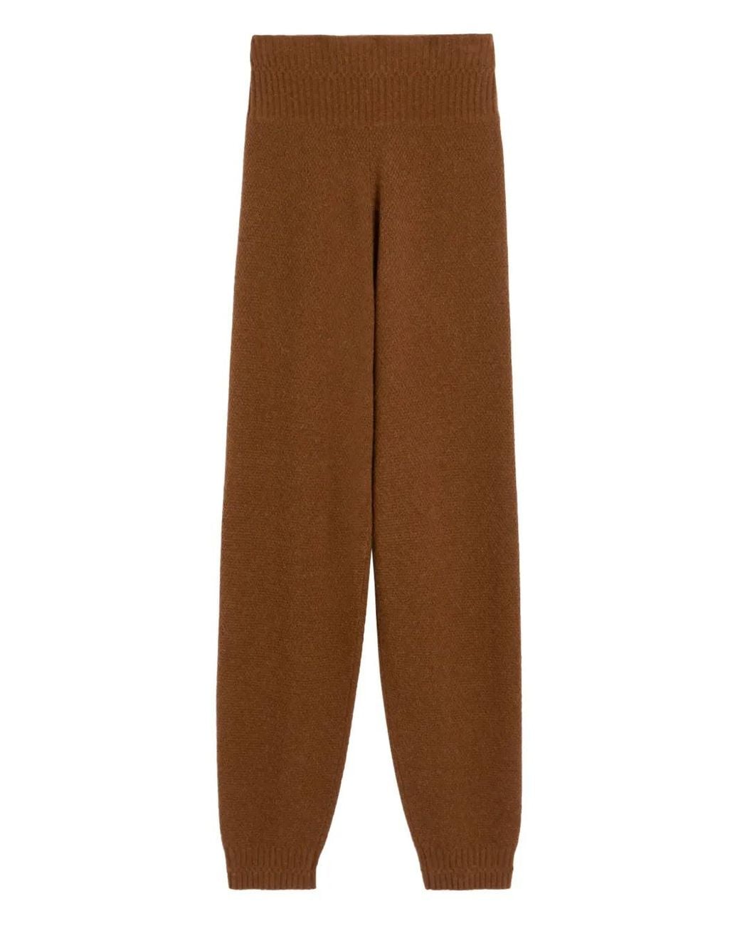 Max Mara Brown Knitted High-Waisted Trousers