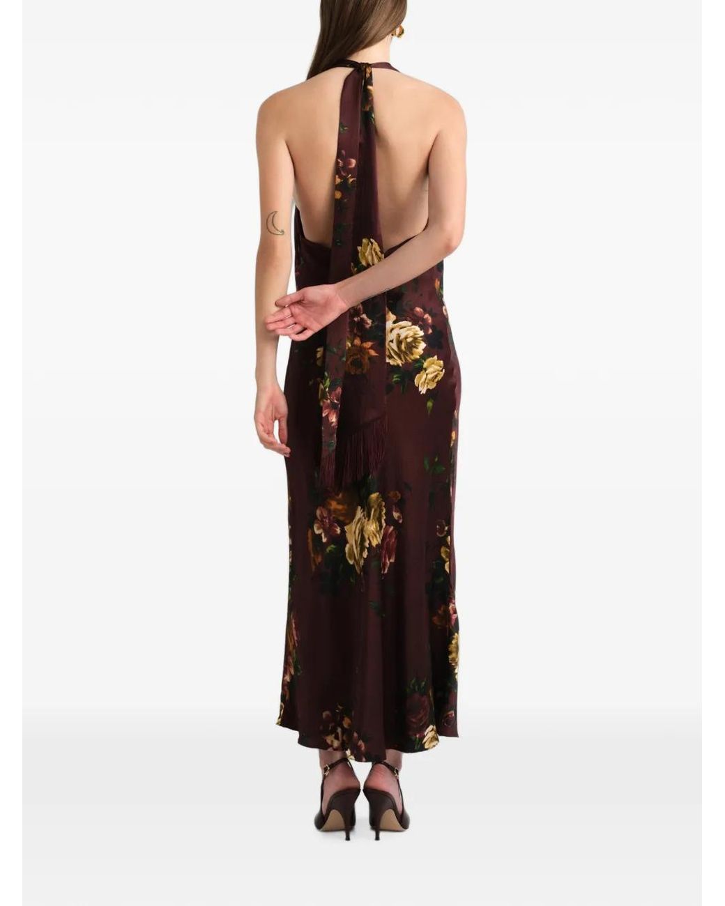 Cara Cara Purple Fara Floral-Print Silk Maxi Dress
