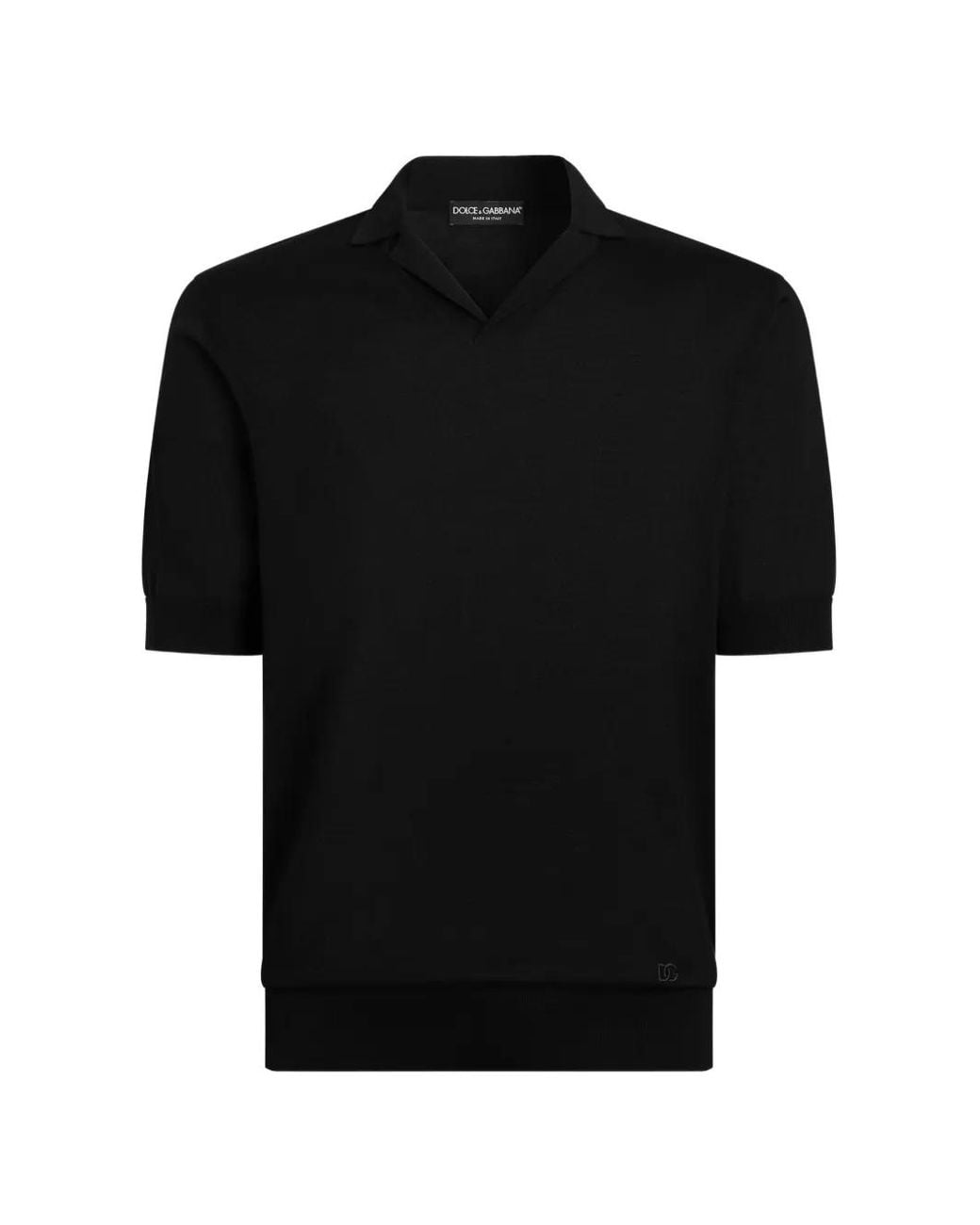 Dolce & Gabbana Black Silk Knit Polo Shirt for men