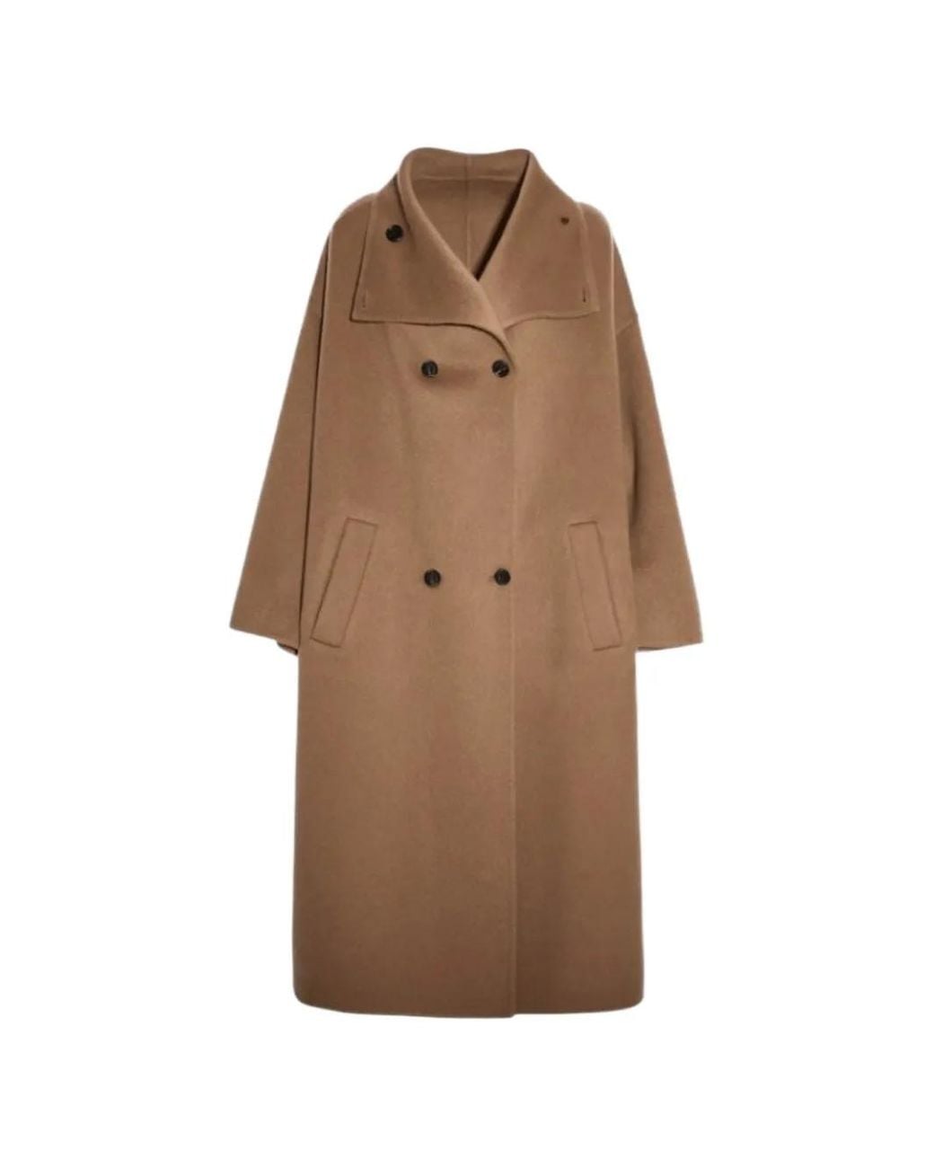 Malo Brown Double-Breasted Oversized Coat
