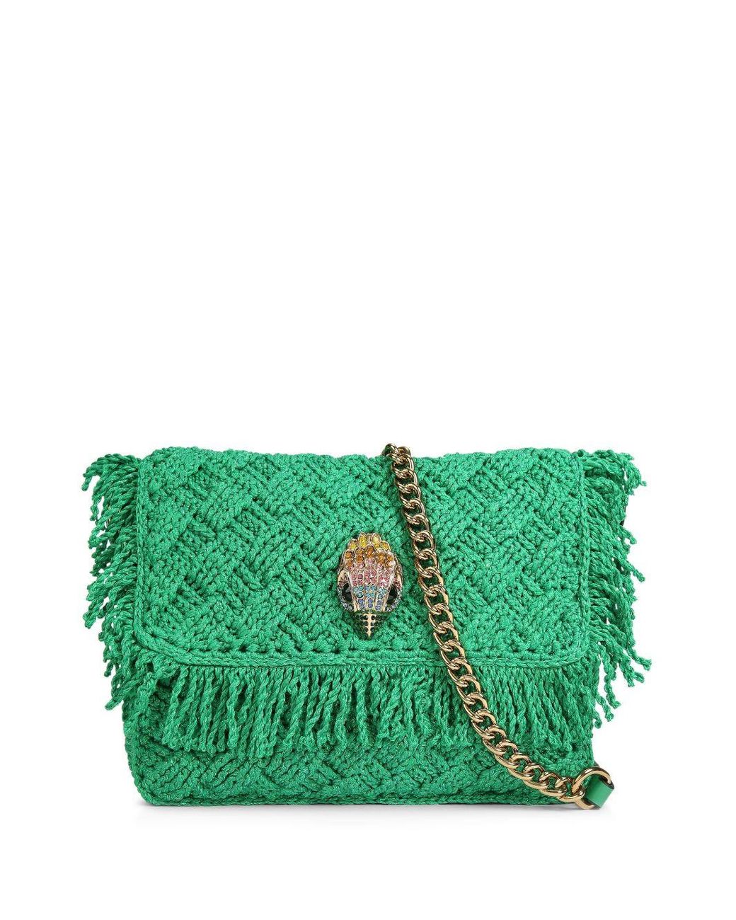 Kurt Geiger Fringededge Crochet Kensington Bag in Green Lyst