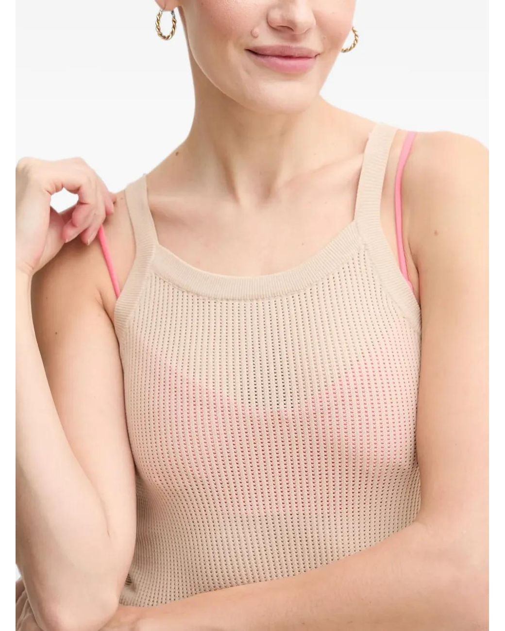 DKNY Natural Ribbed-Knit Sleeveless Top
