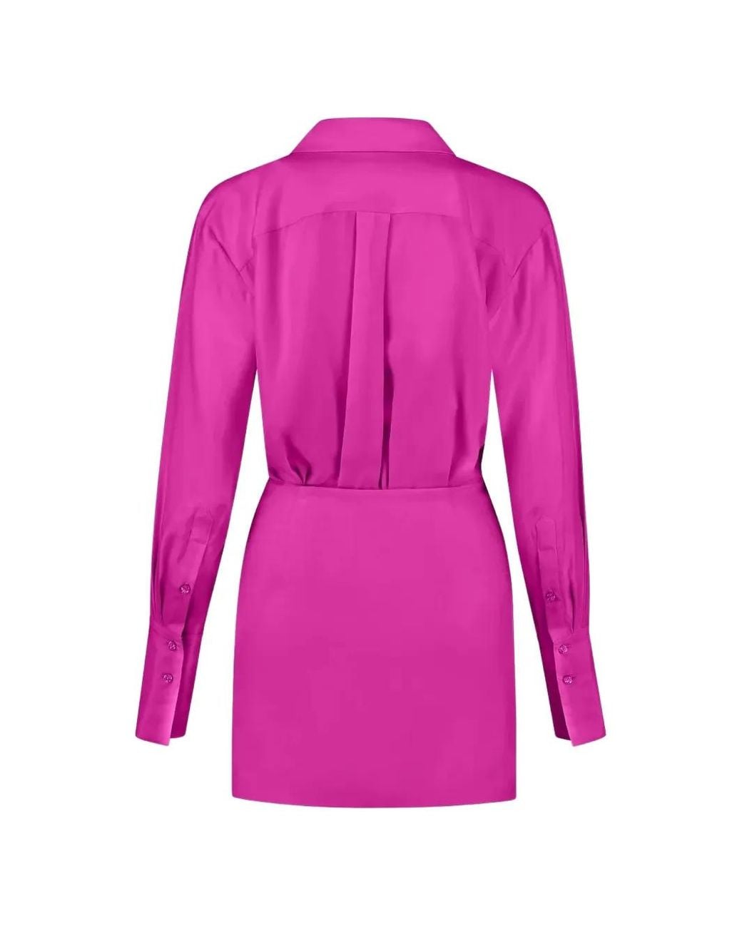 GAUGE81 Pink Draped Asymmetric Shirt Dress