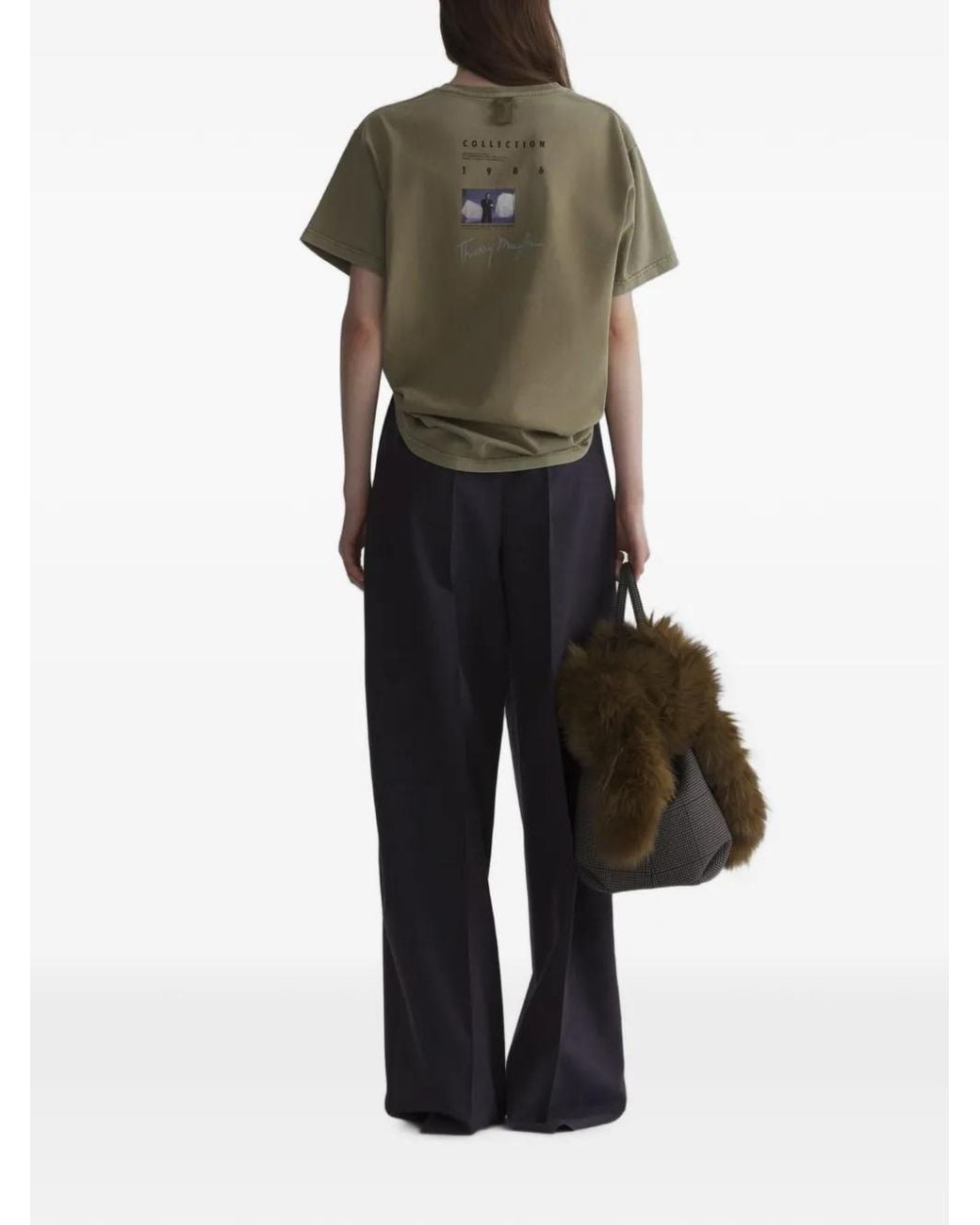 Mugler Green Short Sleeves Logo T-Shirt