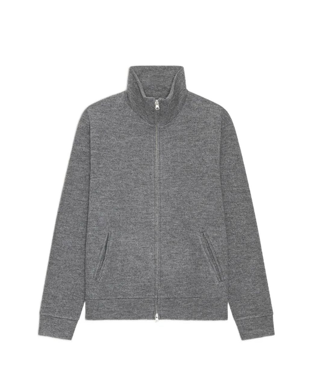 NN07 Gray Boiled-Wool Zip-Up Sweater for men