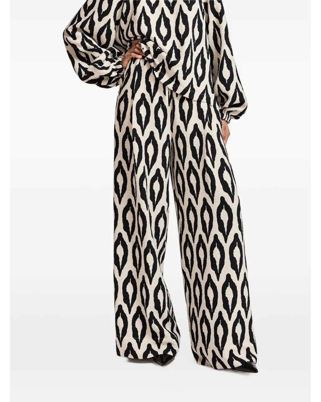 Essentiel Antwerp White Kontent Printed Wide-Leg Trousers
