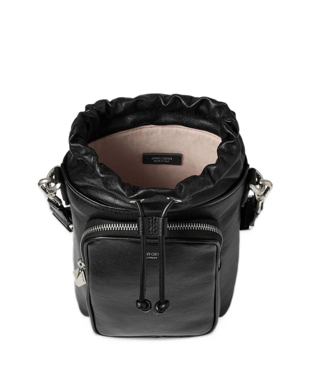 Jimmy Choo Black Medium Drawstring-Fastening Leather Messenger Bag for men