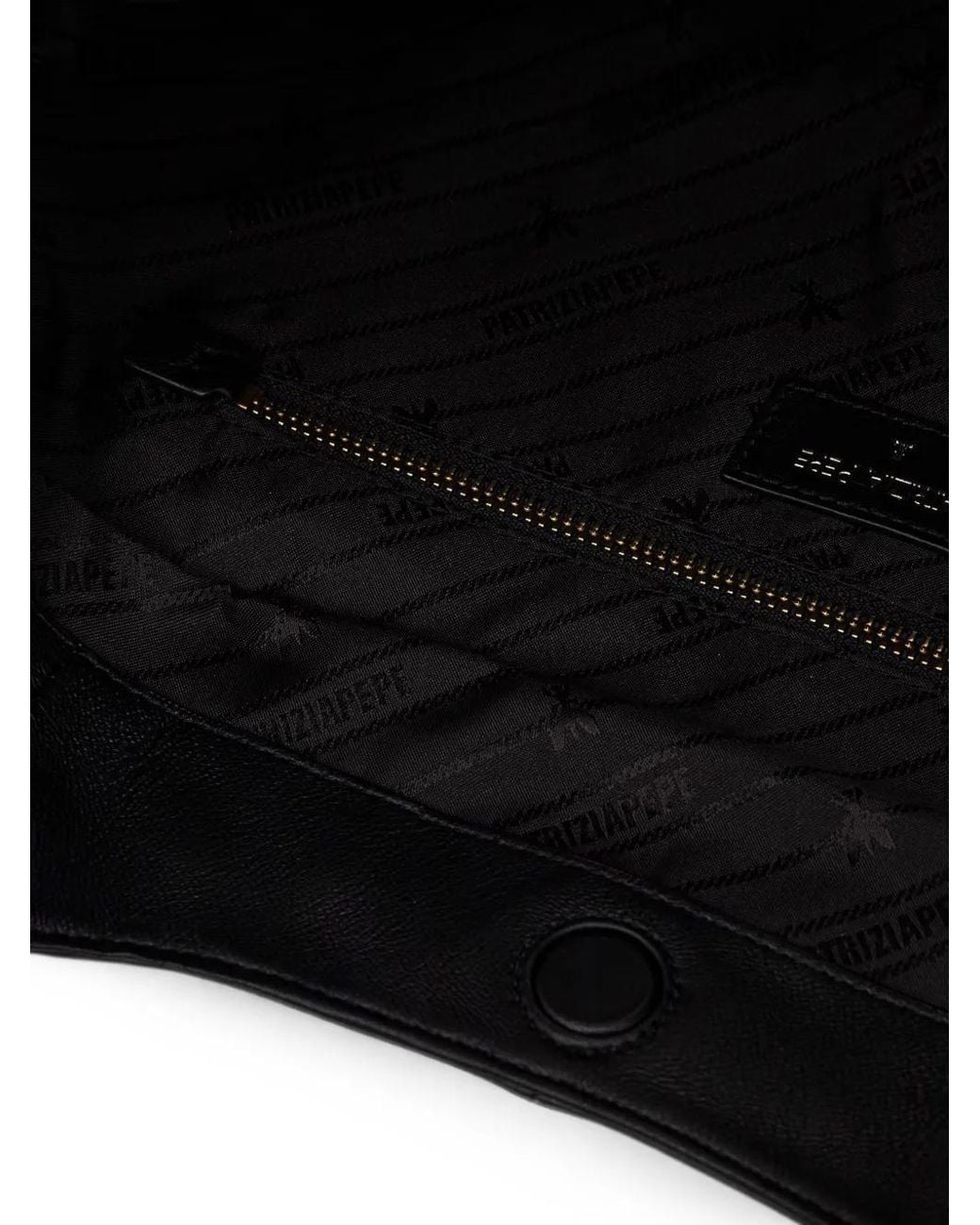 Patrizia Pepe Black Minimal Logo-Print Leather Tote Bag