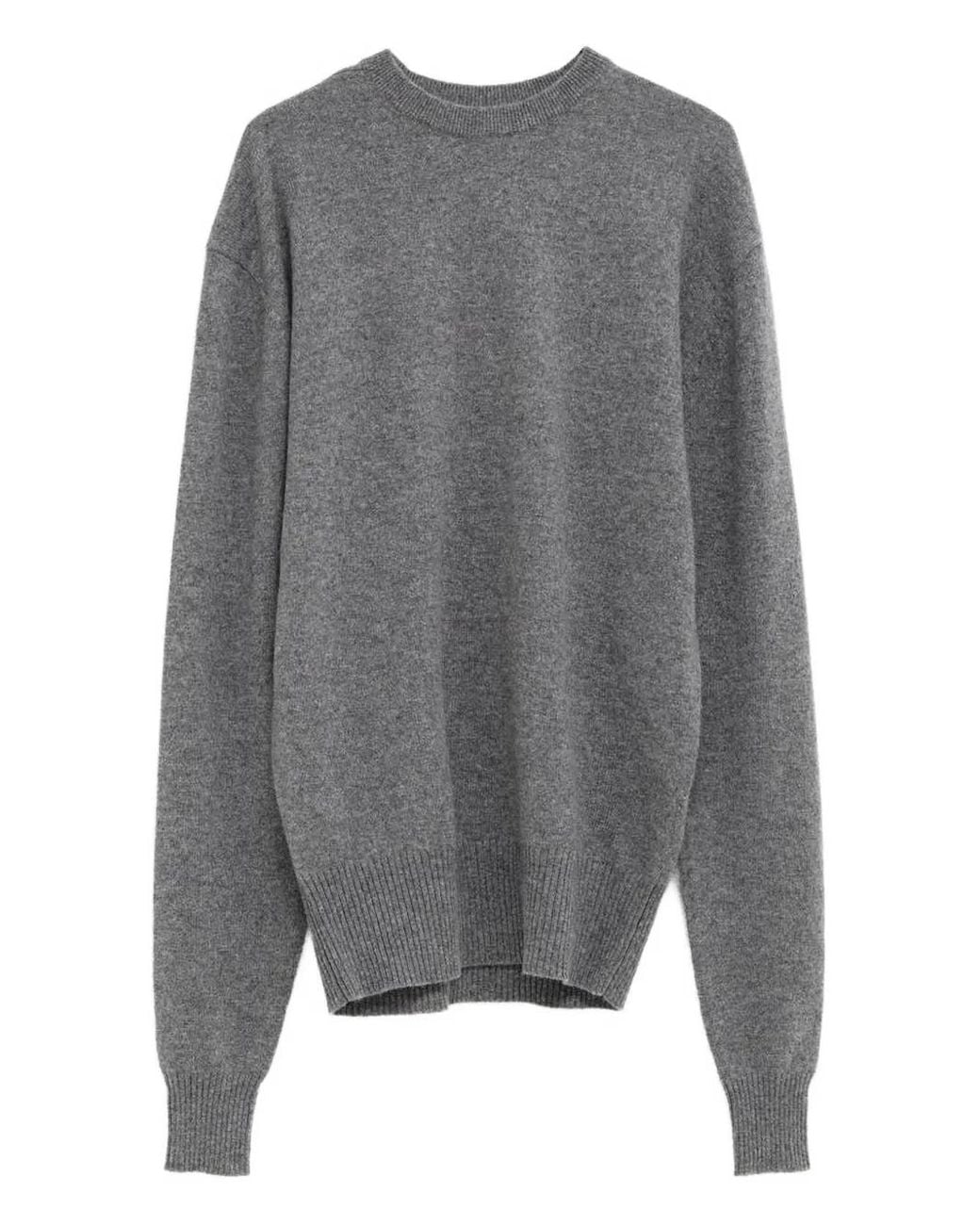 Totême Gray Ribbed-Cuff Cashmere Sweater