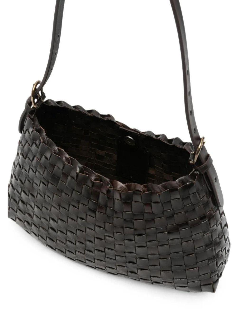 Dragon Diffusion Black Hobo Salvage Woven Leather Shoulder Bag