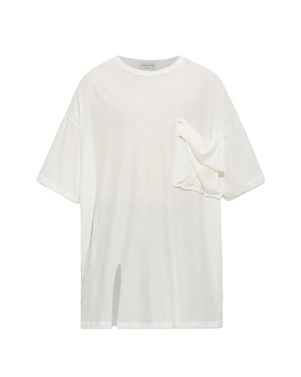 Yohji Yamamoto White Patch-Pocket Side-Slit T-Shirt for men