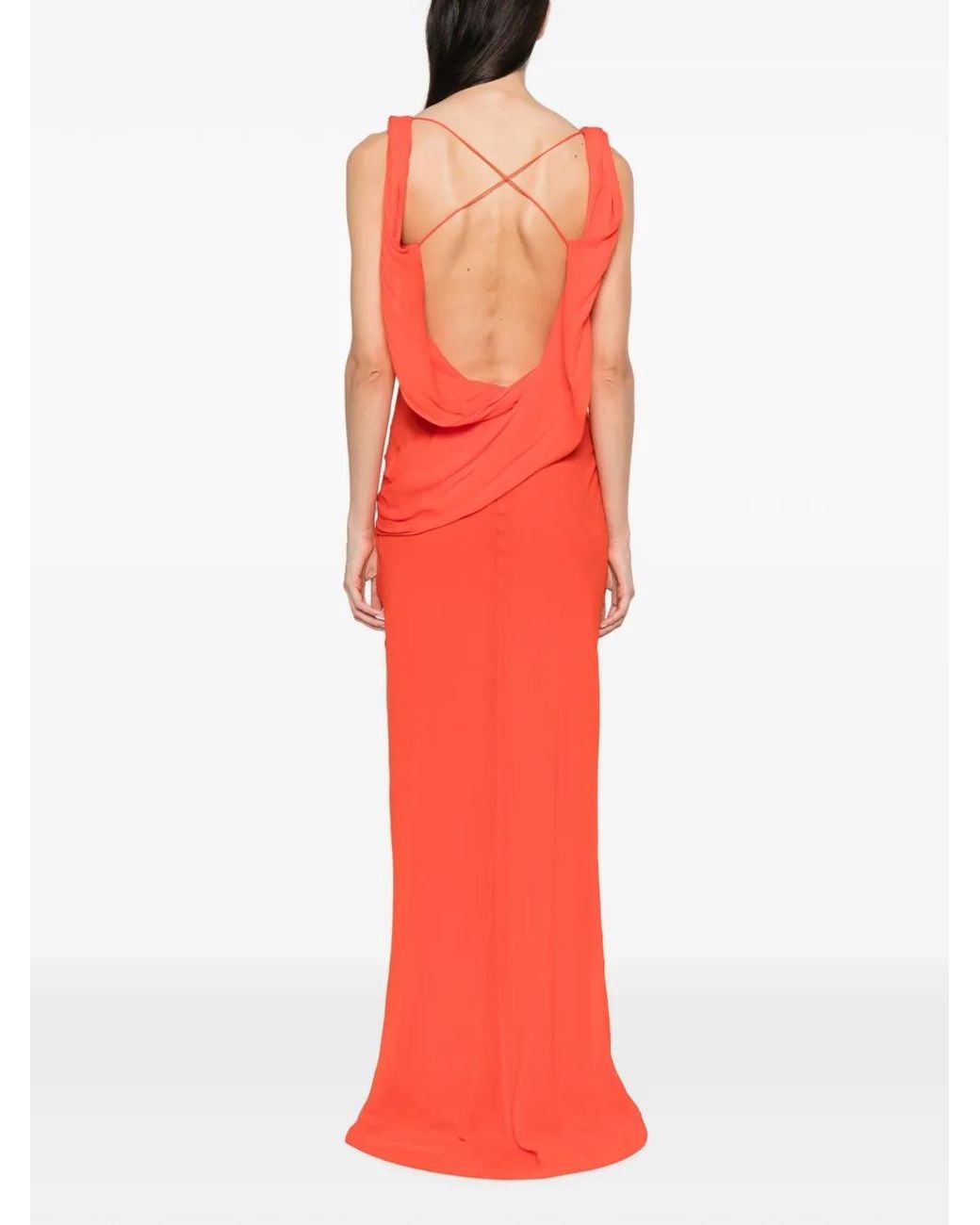 Patrizia Pepe Red Cowl-Neck Ring-Detail Dress