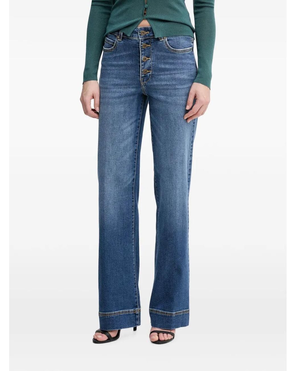 Benetton Blue Jean Ample À Boutonnière