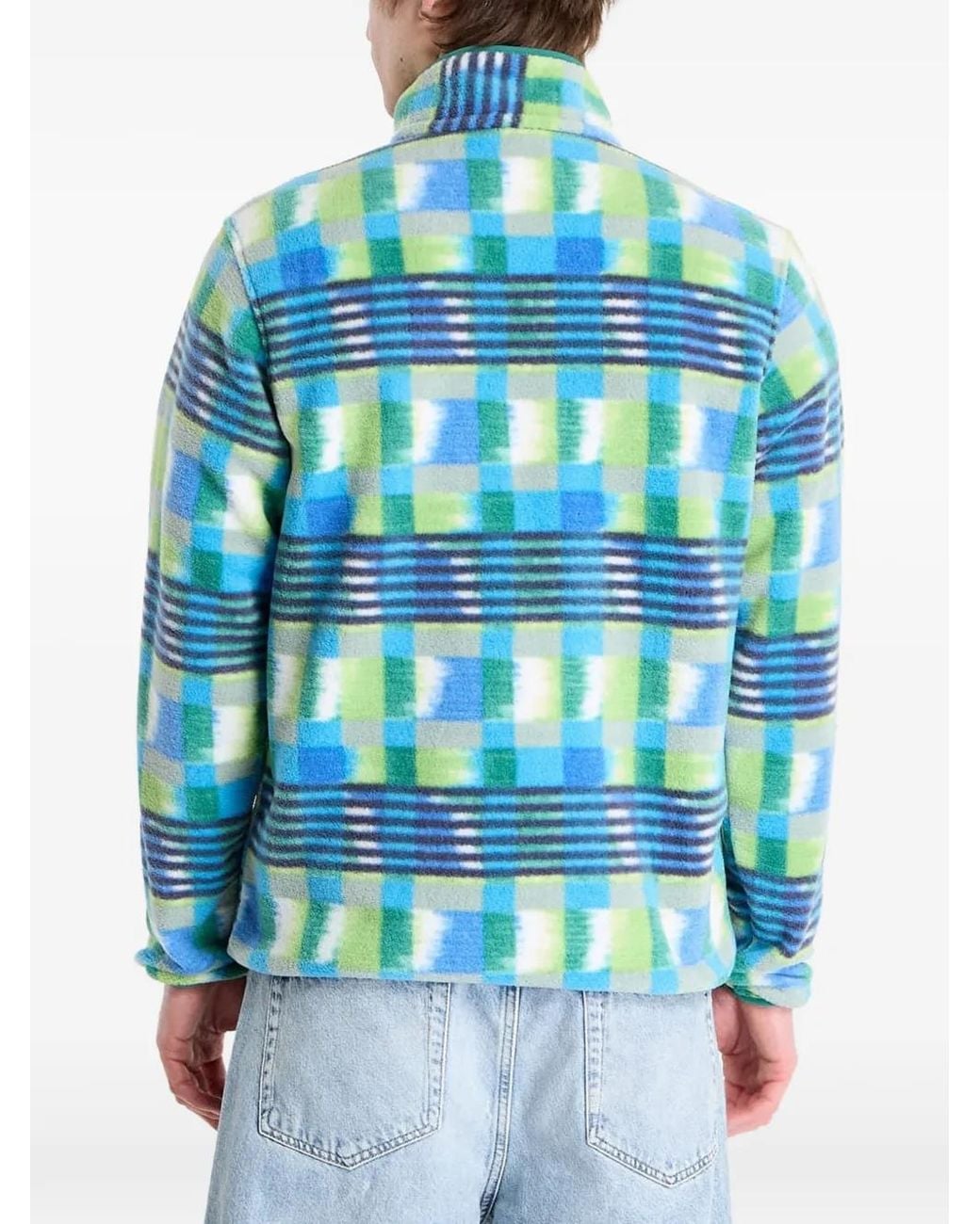 Patagonia Blue Check-Pattern Fleece Pullover for men