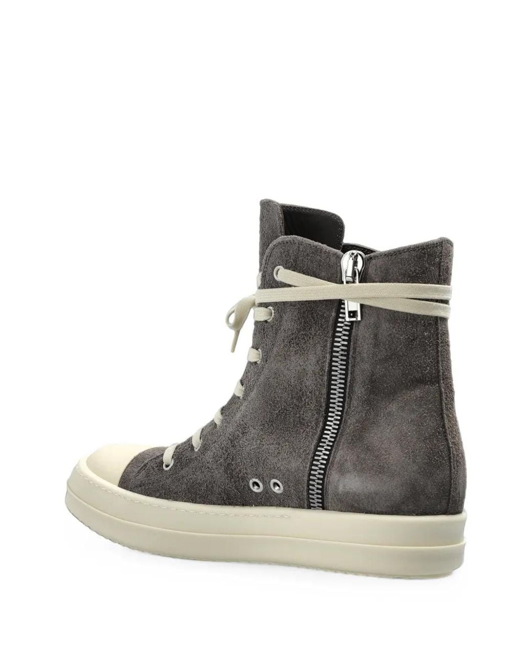 Rick Owens Brown Round-Toe High-Top Sneakers