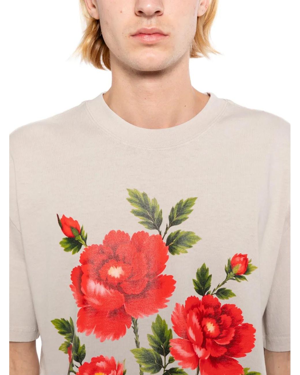 Melt White Graphic-Print Crew Neck T-Shirt for men