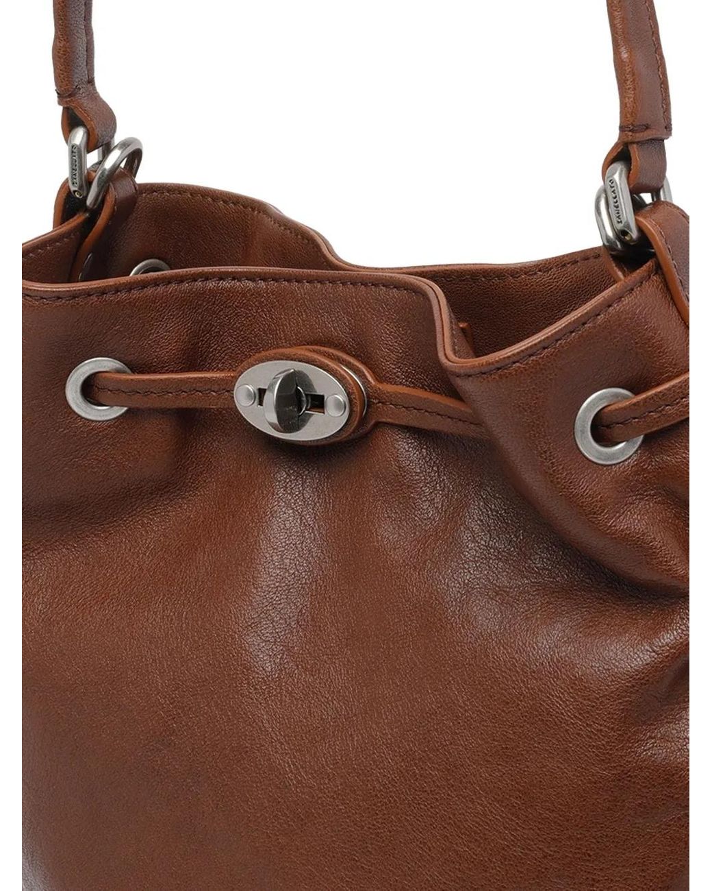 Zanellato Brown Monda Magnetic Leather Bucket Bag