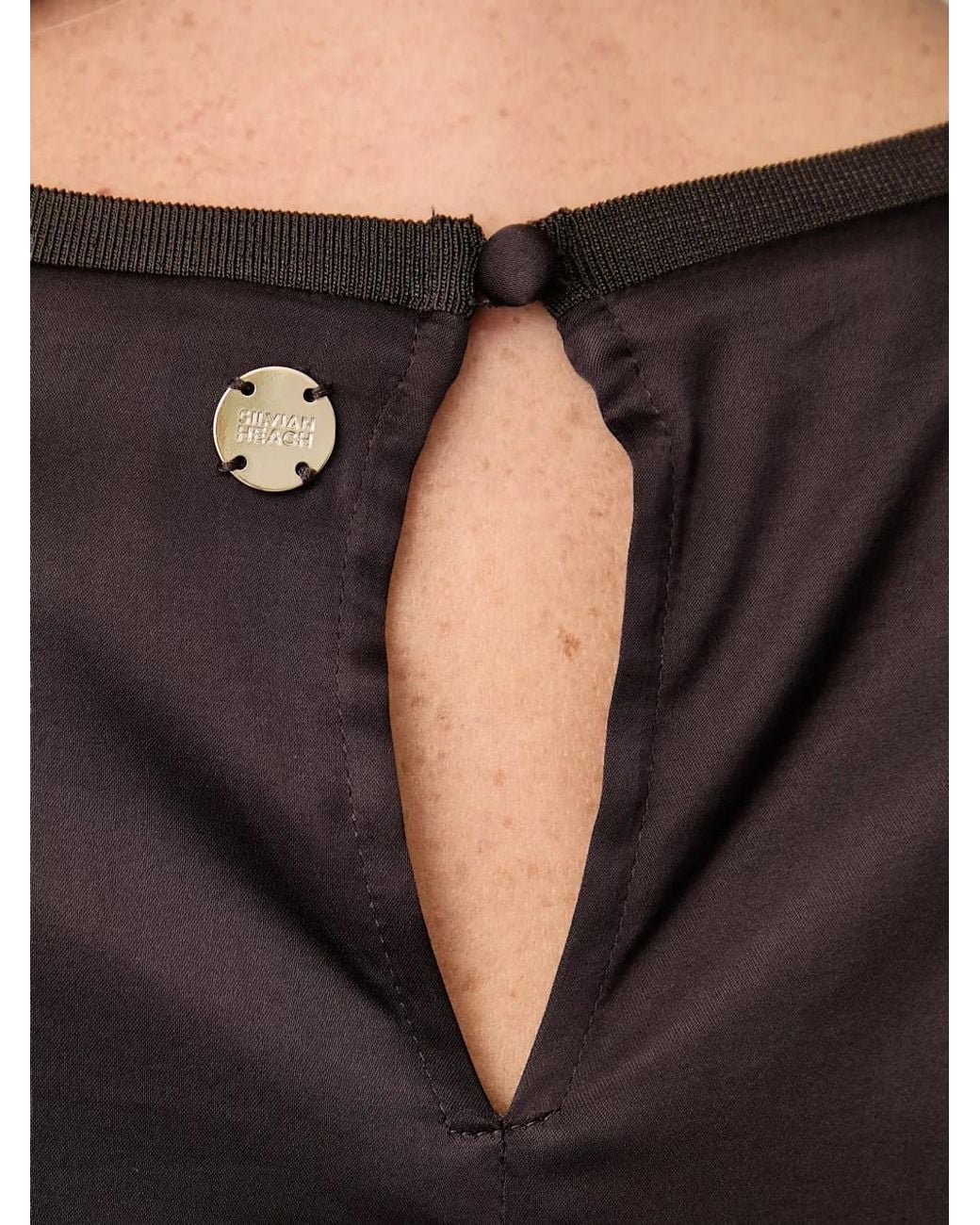 Silvian Heach Black Satin-Finish Keyhole-Detail Top