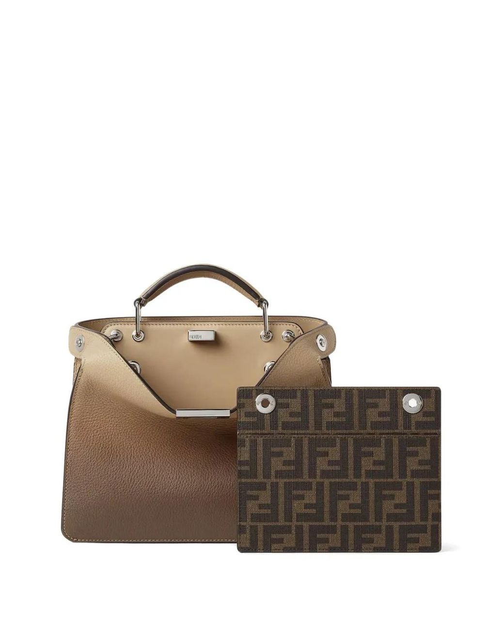 Fendi Brown Small Peekaboo Iseeu Leather Shoulder Bag for men