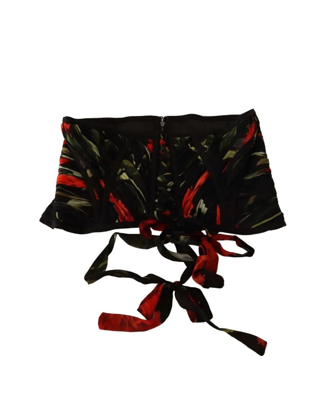 Dolce & Gabbana Black Floral-Print Silk Corset