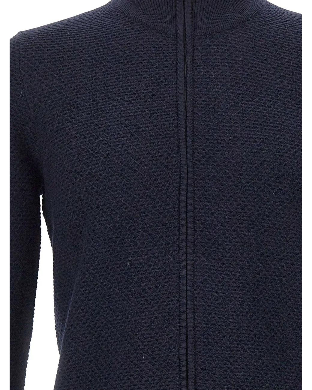 Gran Sasso Blue Honeycomb-Knit Virgin Wool Cardigan for men