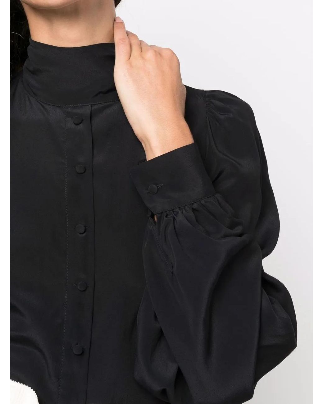 WANDERING Black Stand-Up Collar Blouse