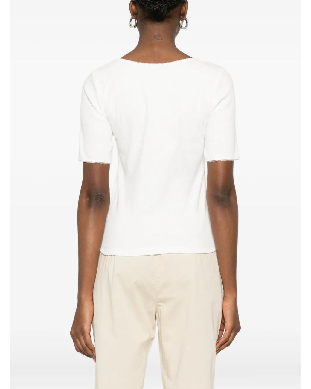Max Mara Mmltaglio Short-Sleeve T-Shirt in White | Lyst