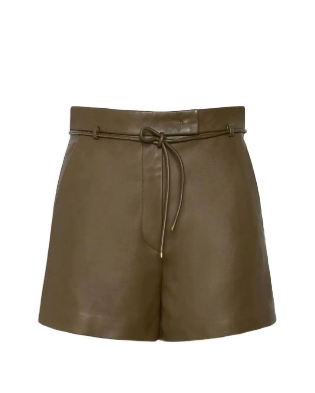 Max Mara Green Nappa Leather Shorts