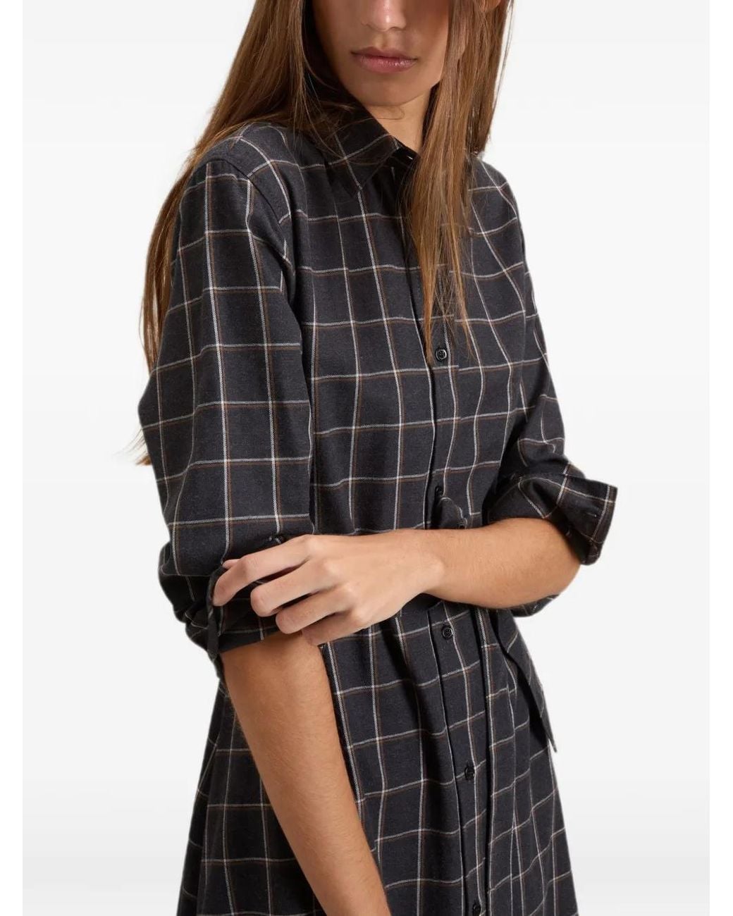 Woolrich Black Checked Flannel Midi Dress