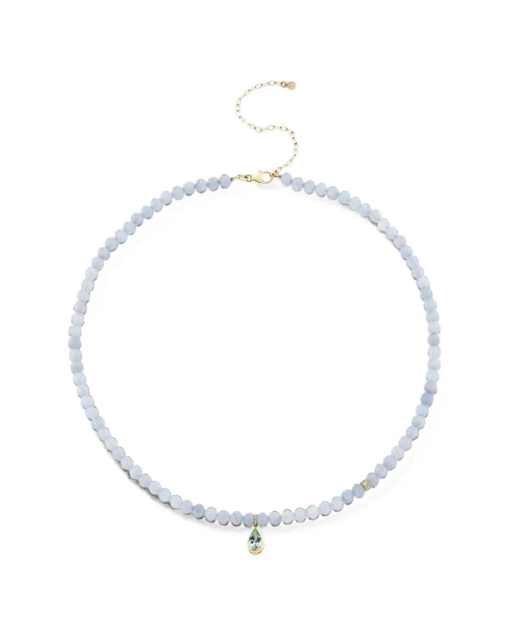 Sydney Evan White Icon Mounting Aquamarine And Diamond Necklace