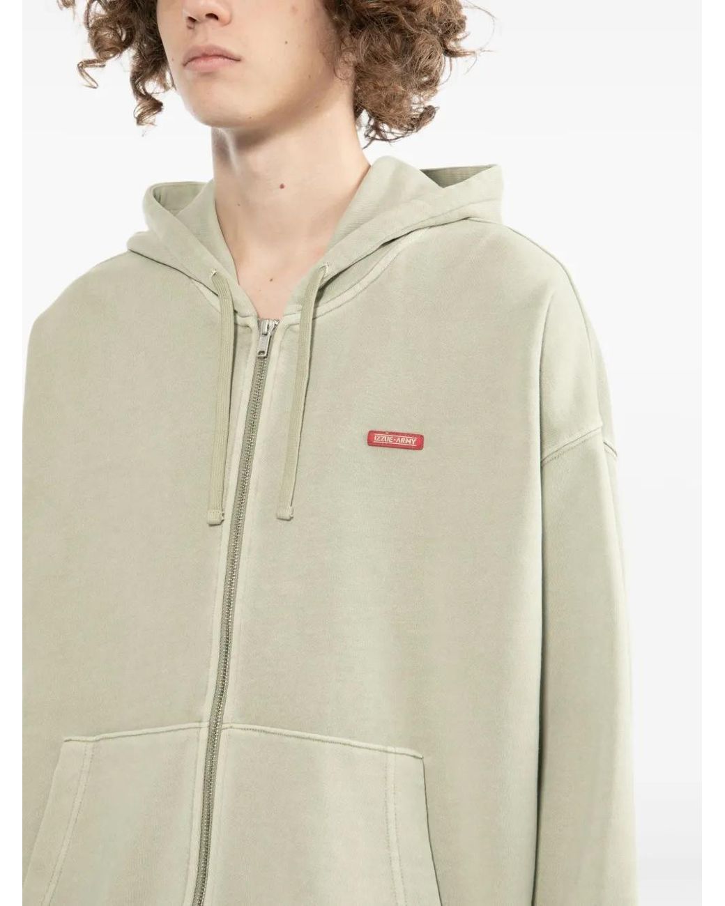 Izzue Green Logo-Embroidered Hoodie for men