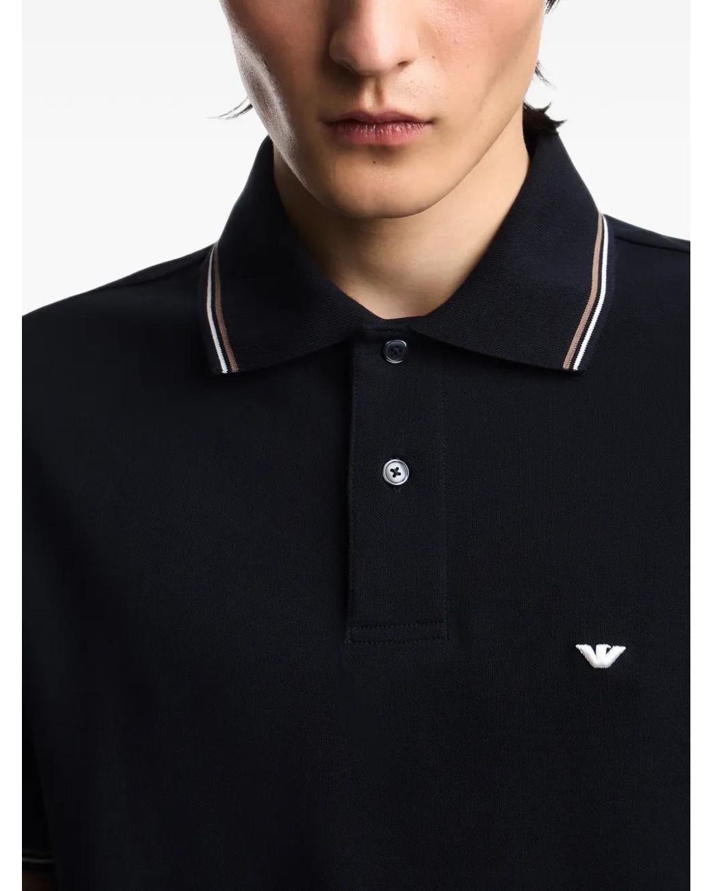 Emporio Armani Black Logo Cotton Polo Shirt for men