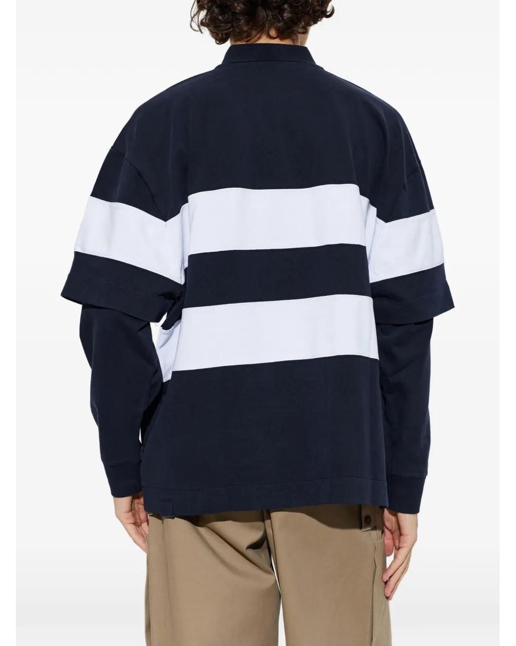 DARKPARK Blue Zack Striped Layered-Sleeve Polo Shirt for men